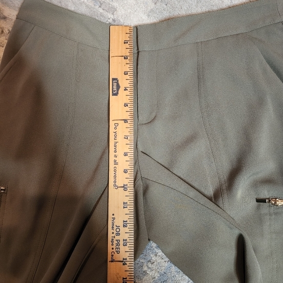 Cache Green Flowy Trouser Pants Size 12 Zip Ankles - Picture 9 of 10
